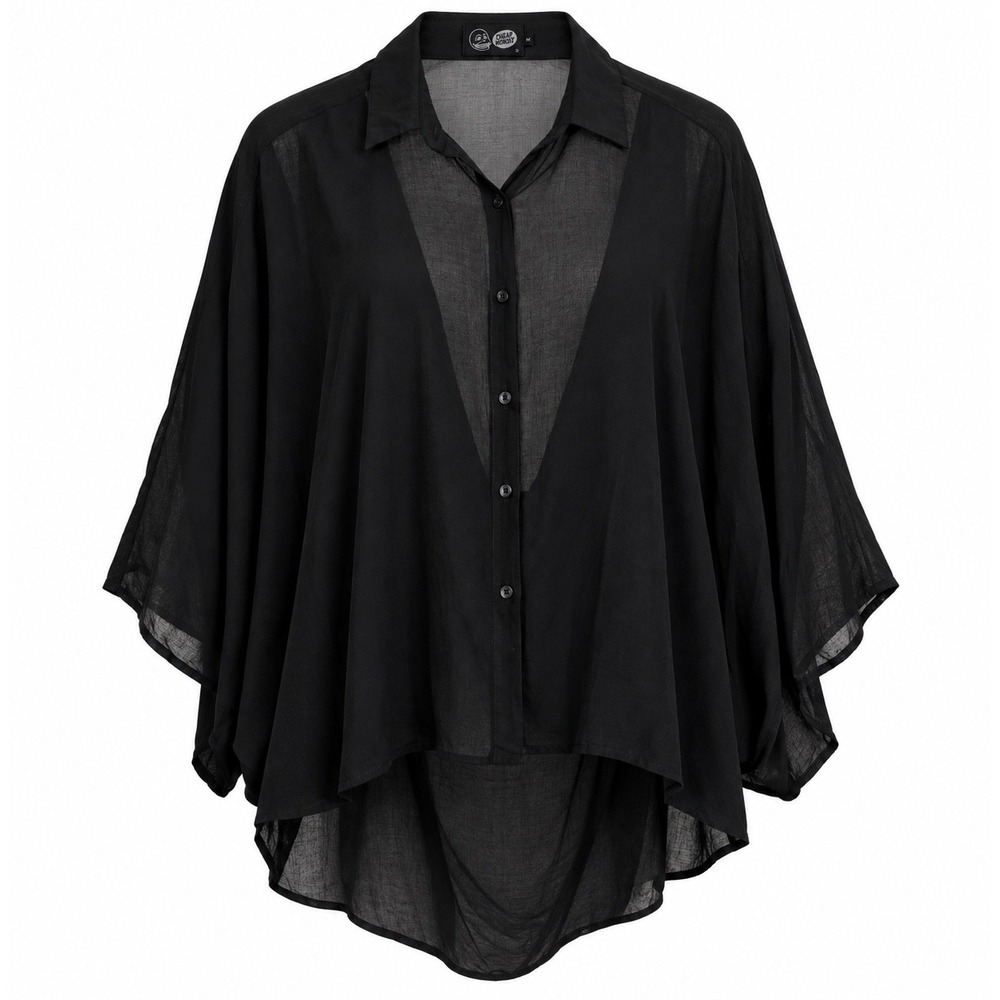 Cheap Monday Ting Shirt Black Oversized‎ Open Back Draped Blouse Size M